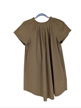 Sea New York Mini Dress Pleated Tie Back size 2 Virgin Wool Linen Green
